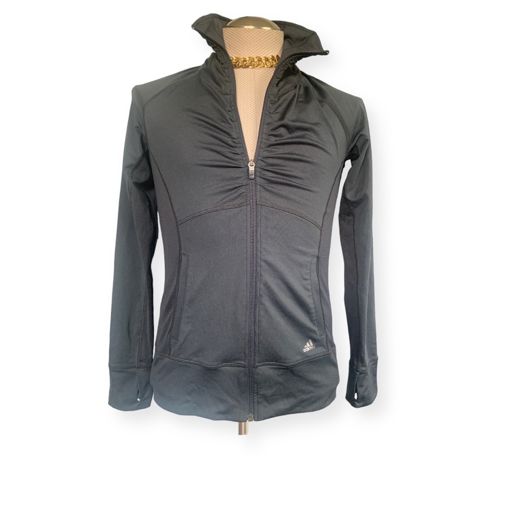 ADIDAS Women's Full Zip Front Athletic Athleisure Stylish Jacket Black Size S